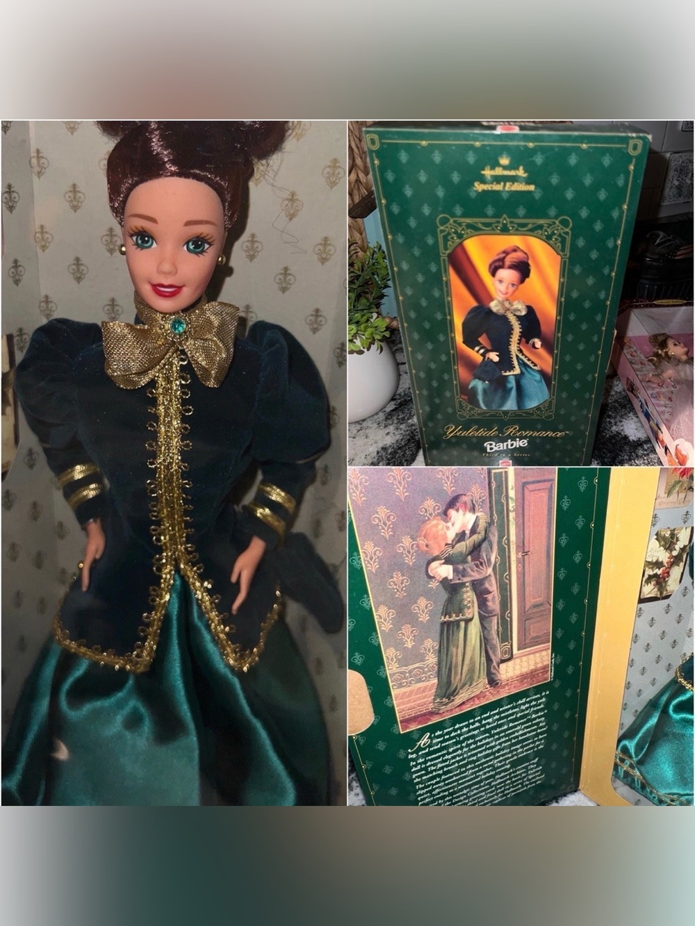 Hallmark Barbie Green & Gold 'Yuletide Romance' Special Edition Doll Vintage